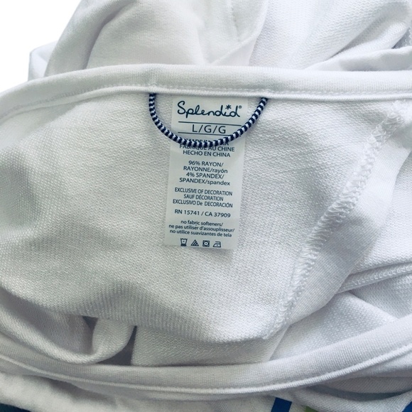 SPLENDID Top Vented Slit Back White Rayon Fitness Tee Athletic Workout Yoga - Picture 7 of 11